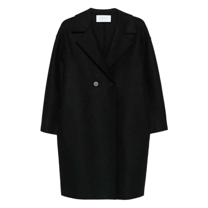 Harris Wharf Manteaux de tanche Double-Breasted Oversized Wool Coat With Wide Lape Black