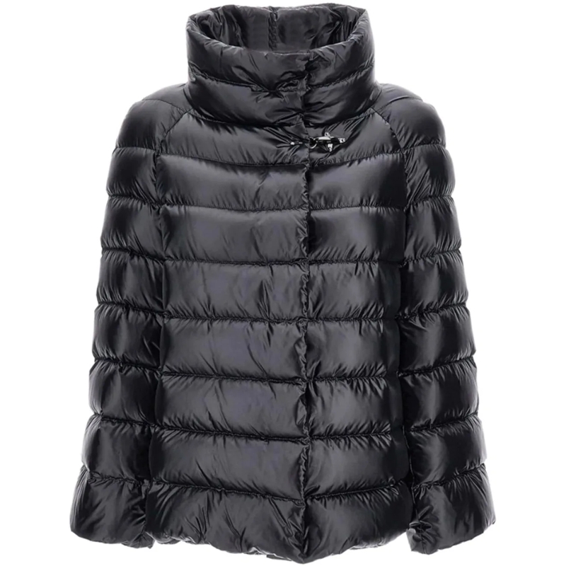 Fay  Glossy Quilted Down Coat With Structured Collar Black