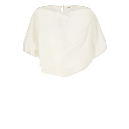 Khaite Blusen Ivory Silk/Cotton Blend Niles Top Neutrals