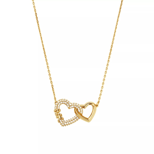 Michael Kors 14K Gold-Plated Pavé Interlocking Heart Necklace Gold Mittellange Halskette