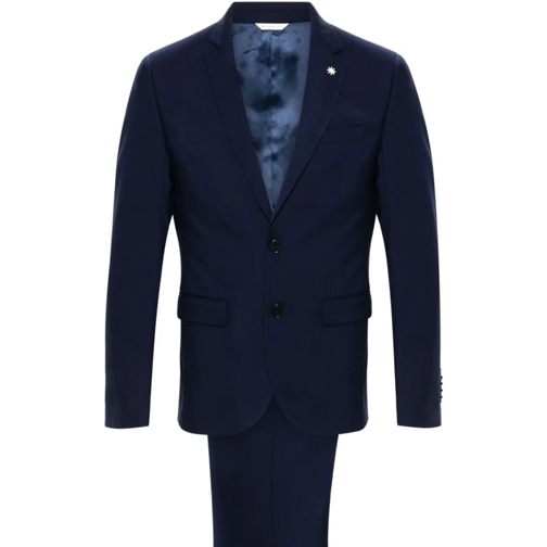 Manuel Ritz Combinaties van pakken Navy Blue Wool Men's Suit Blue