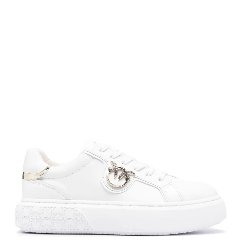 Pinko Low-Top-Sneaker Pinko Flatform Sneakers With Gold Metal Logo White