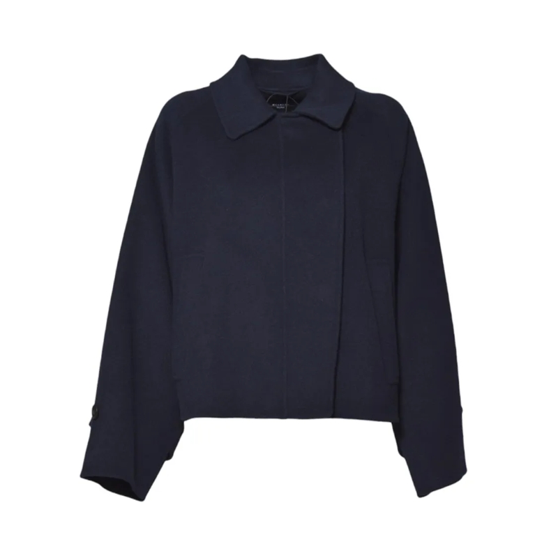 Max Mara Veste de transition Cropped Black Jacket With Classic Collar Black