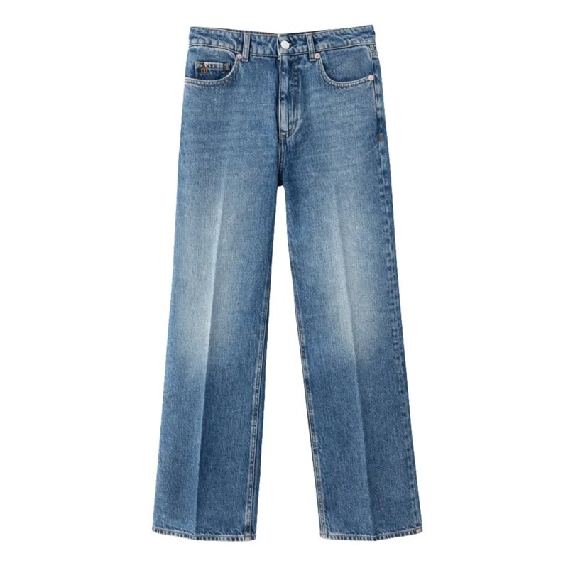 Nine In The Morning Jeans Franca Trumpet Pants With Vintage-Inspired Wash An Blue