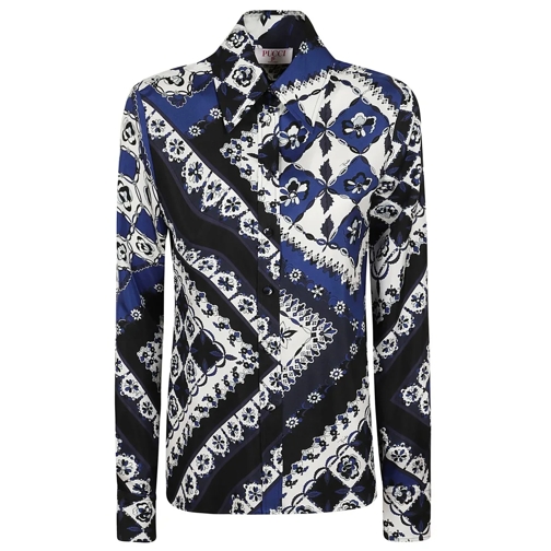 Pucci Hemden Silk Twill Shirt Blue