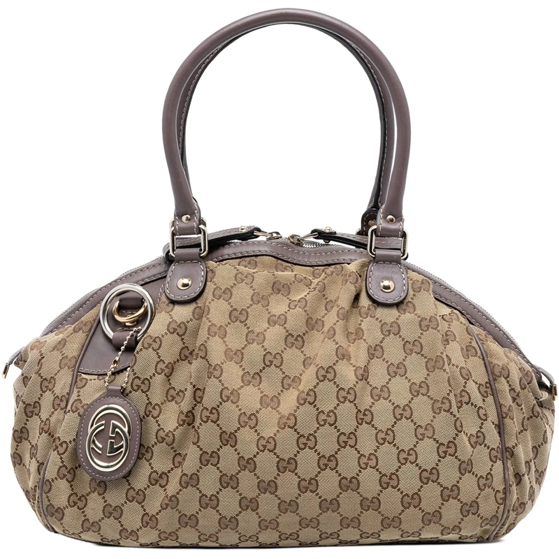 Gucci Schultertasche GG Canvas Sukey Satchel braun