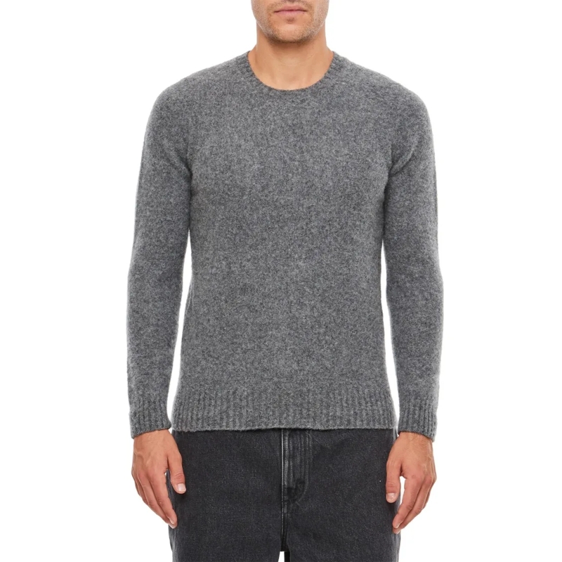 Drumohr Pull Ribbed Crewneck Wool Sweater Grey