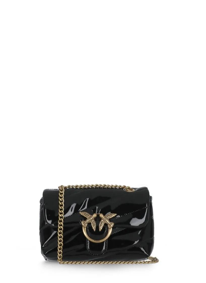 Pinko Love Puff Baby Cl Nero Antique Gold Shoulder Bag