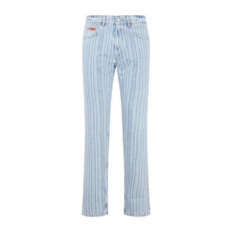 Martine Rose - Blue Pinstripe Straight Leg Cotton Jeans - Größe S - blue