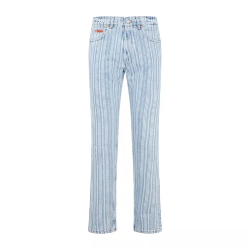 Martine Rose Blue Pinstripe Straight Leg Cotton Jeans Blue 