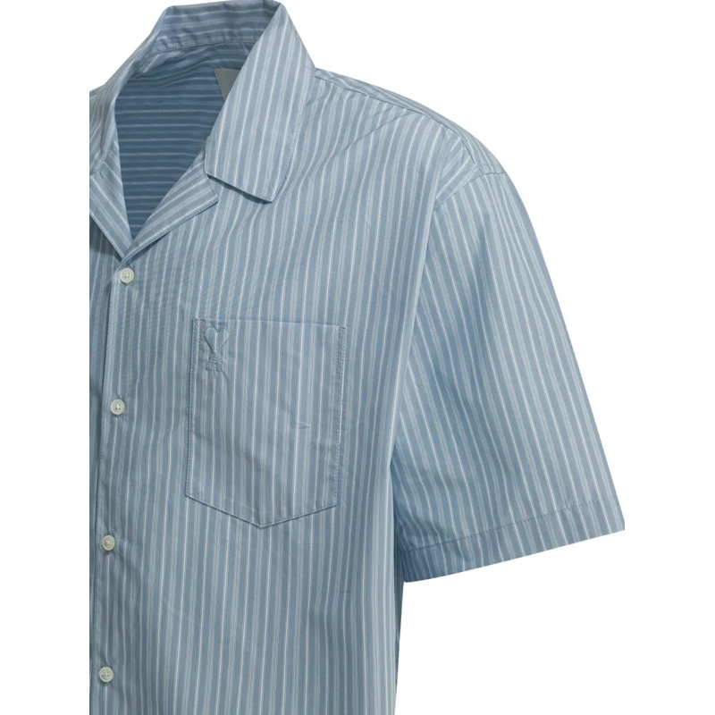 AMI Paris Hemd Light Blue Short-Sleeve Shirt With Pearl Accents Grey(Image 8)