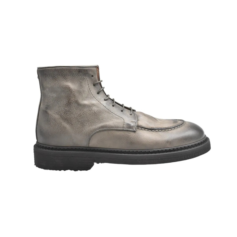 Pantanetti Bottes Rugged High-Top Boots With Distressed Leather Uppe Grey