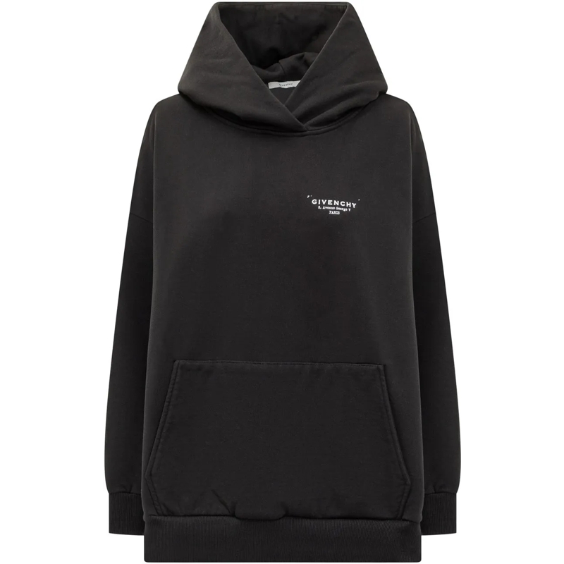 Givenchy Gilet Felpa Nera con Cappuccio e Logo schwarz