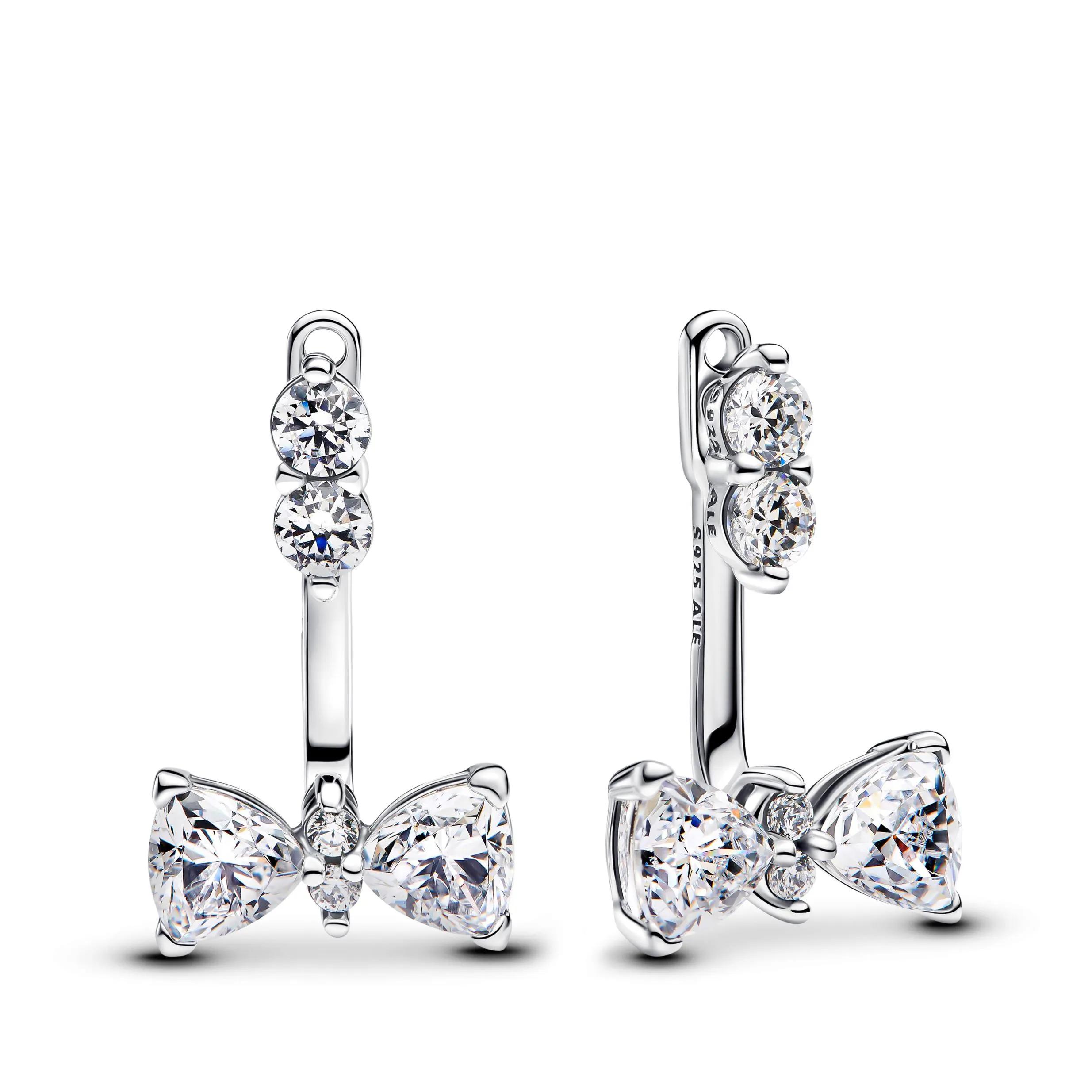 Pandora Women's Silver Earrings - Funkelnde Schleife Tropfen-Ohrringe - Earrings For Unisize
