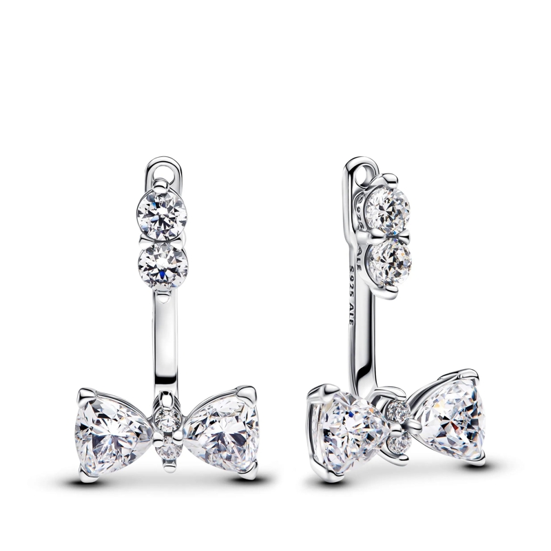 Pandora Creolen Funkelnde Schleife Tropfen-Ohrringe Sterling silver