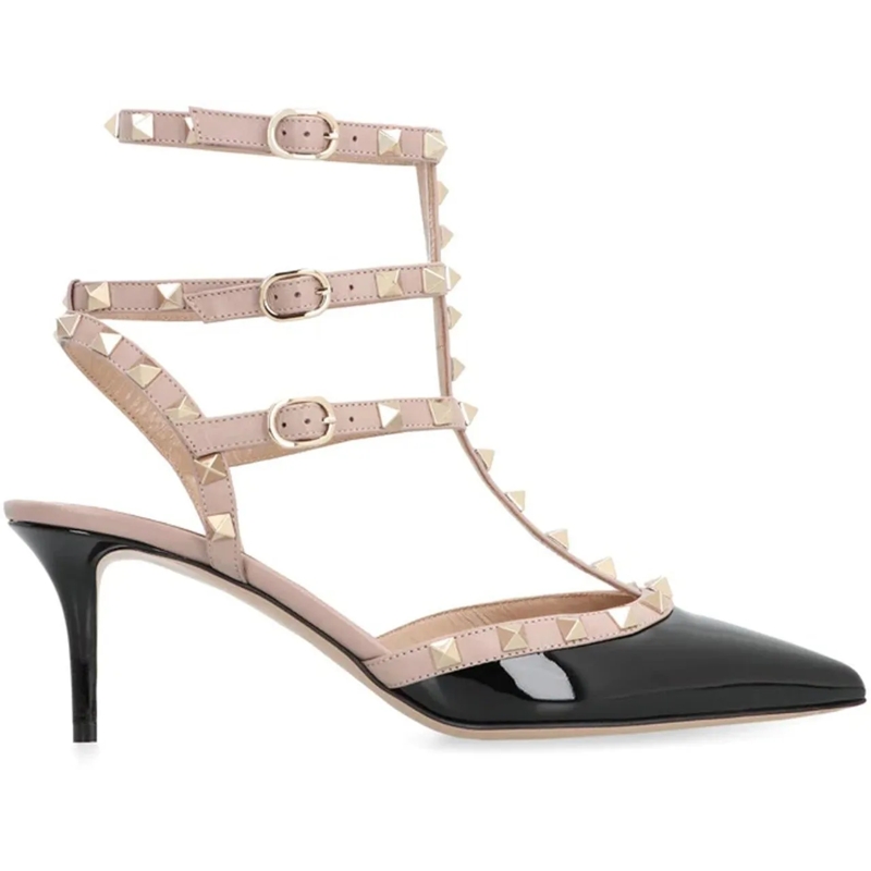 Valentino Garavani Pumps Rockstud Ankle Strap T.65 Nero Poudre