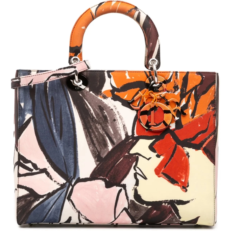 Christian Dior Schultertasche Large Canvas Floral Graffiti Lady D Lite mehrfarbig