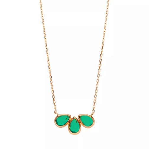 Leaf Necklace Teardrop Triple Agate Rose Gold Green Kurze Halskette