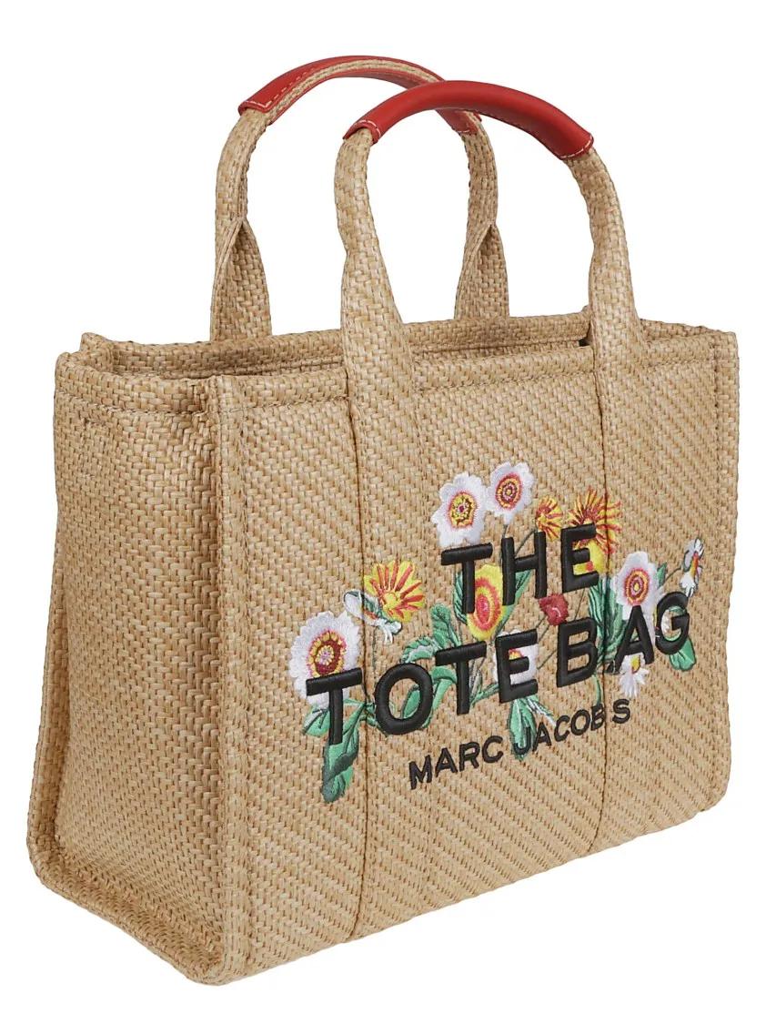 Marc Jacobs Shoppers & Totes Woven Medium Tote With Leather Trim in beige