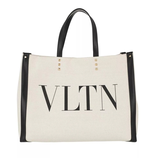 Valentino Garavani Logo Shopping Bag Small Natural/Black/Black Tote
