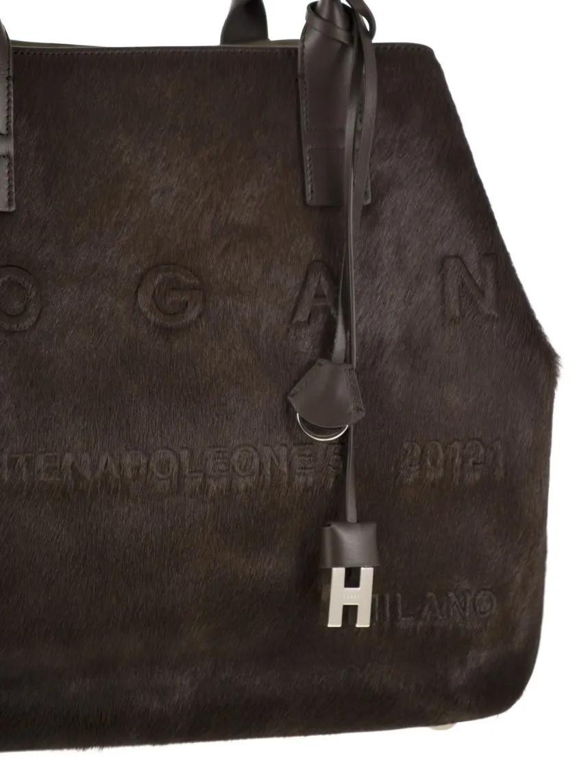 Thumbnail - Hogan Shopper & Totes - Medium Script Shopping Bag In Pony-Effect Leather - Gr. unisize - in Schwarz - für Damen