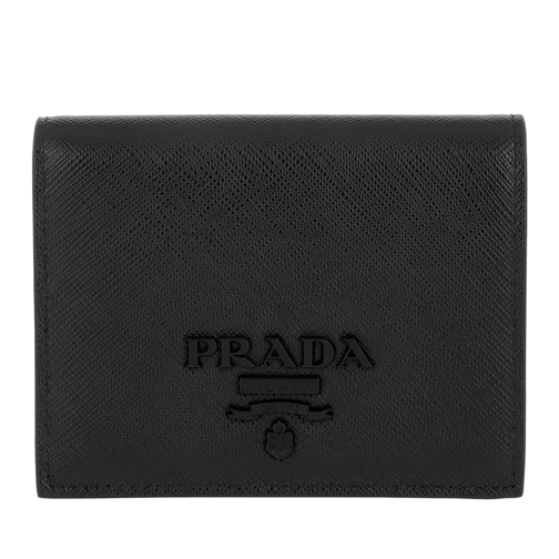 Prada Small Wallet Saffiano Shaine Nero Bi-Fold Wallet