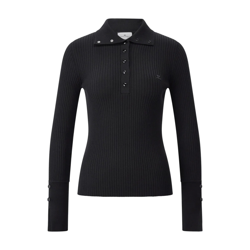 Courrèges Polohemd 'Classic Rib' Polo Shirt Black