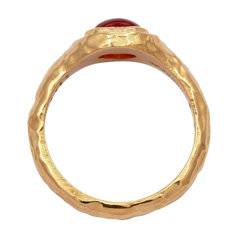 Haze & Glory Ring Ring Siegelring Herz Onyx Rot 925 Sterling Silber  gold(Image 3)