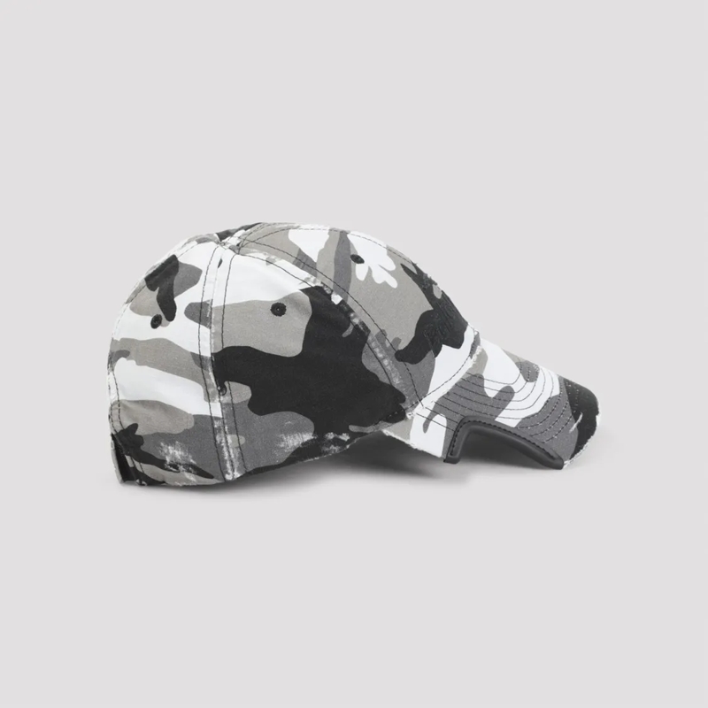 Balenciaga Hut Camo Grey And Black Cotton Hat Grey