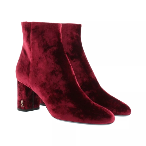 Saint Laurent Baby Velvet Ankle Boots Black Rouge Stiefelette