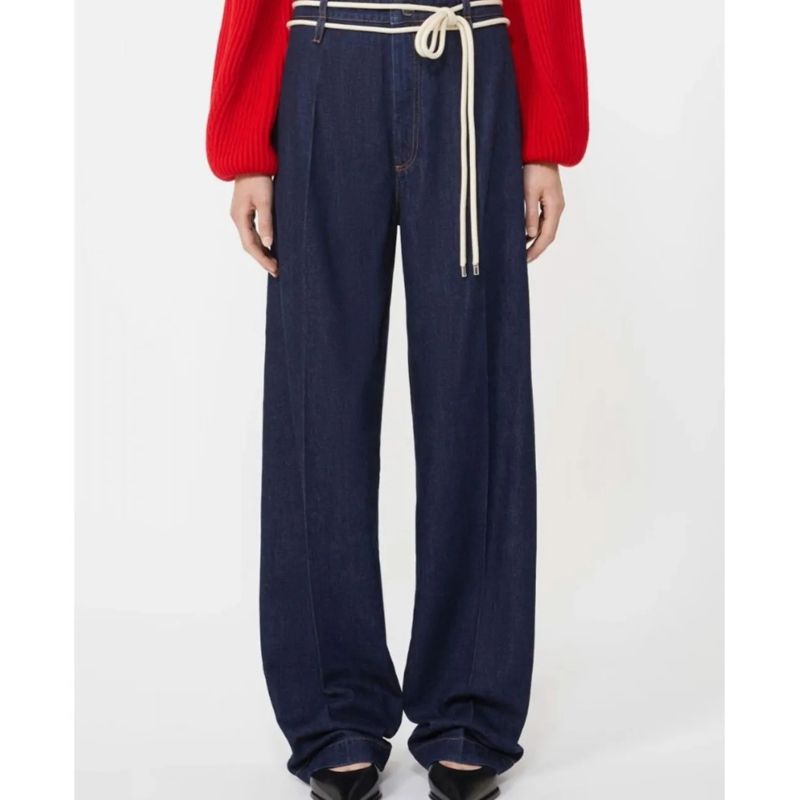 Sportmax Jeans mit geradem Bein SPORTMAX Rawdenim mit Bindegürtel mehrfarbig