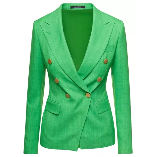 Tagliatore Green Double-Breasted Jacket With Gold-Tone Button Green 