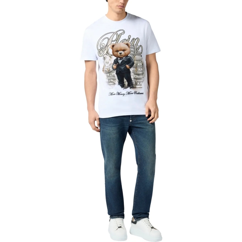 Philipp Plein T-Shirt Round Neck T-Shirt Teddy Money weiss(Image 4)