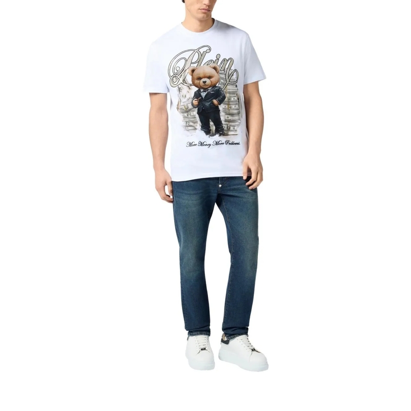 Philipp Plein T-Shirt Round Neck T-Shirt Teddy Money weiss(Image 4)
