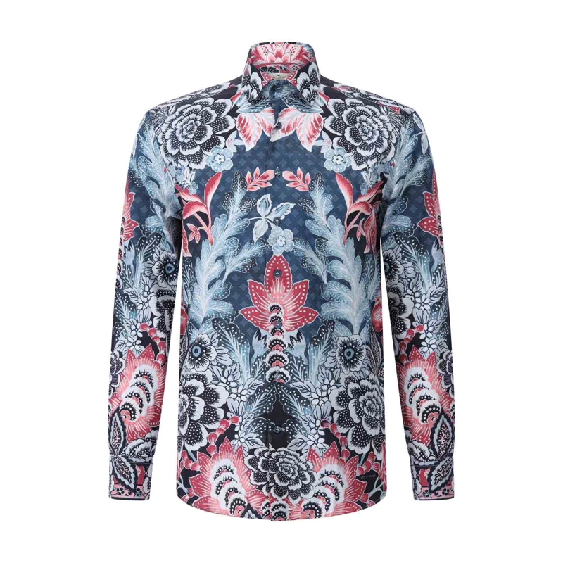 Etro Chemise Hemd mit Blumenprint Blau