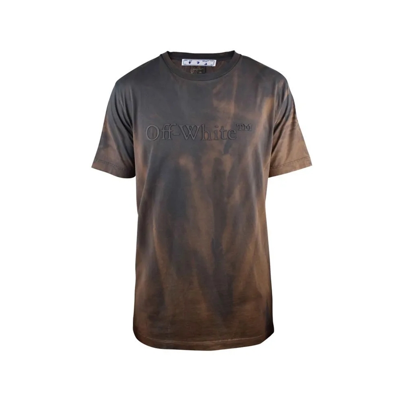 Off-White T-shirt Washed Brown Cotton T-Shirt Grey