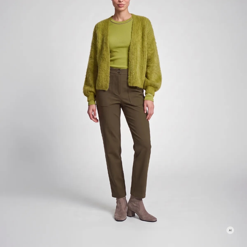 Marc Aurel Strickjacke- grobes Zopfmuster- V-Ausschnitt- grün | Blazer