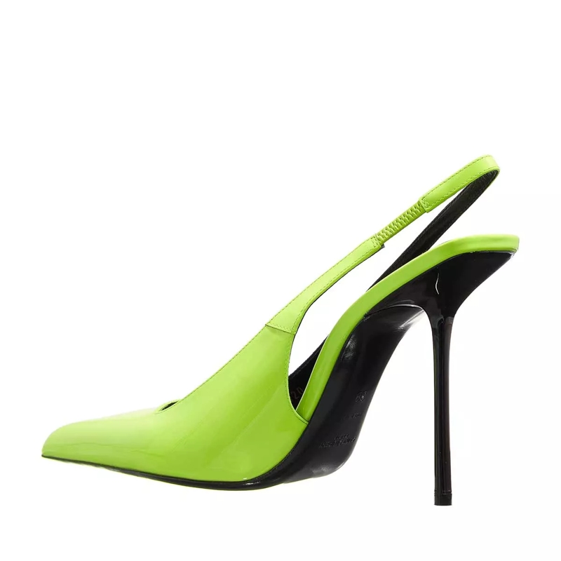 Saint Laurent Pumps Kiss Patent Leather Slingback Pumps Jaune Fluo(Image 2)