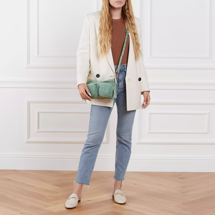 Coccinelle Hyle Suede Kale Green | Crossbody Bag