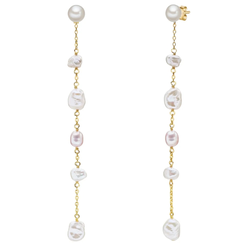 Valero Pearls Ohrhänger Sterling Silber Perlen-Ohrhänger Süßwasser-Zuchtpe gold