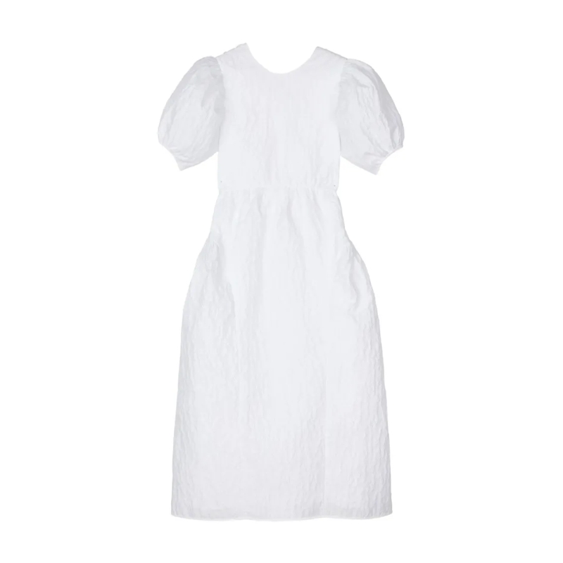 Cecille Bahnsen Midi-jurk Catrine Dress Margueritte Cloqué White