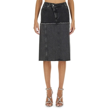【関税&送料込】Alexander Mcqueen Two-Tone Denim Skirt Alexander McQueen Two-Tone Denim Skirt Grey | Spijkerrok