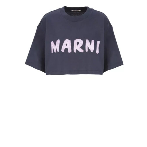 Marni T-Shirt With Logo Blue 