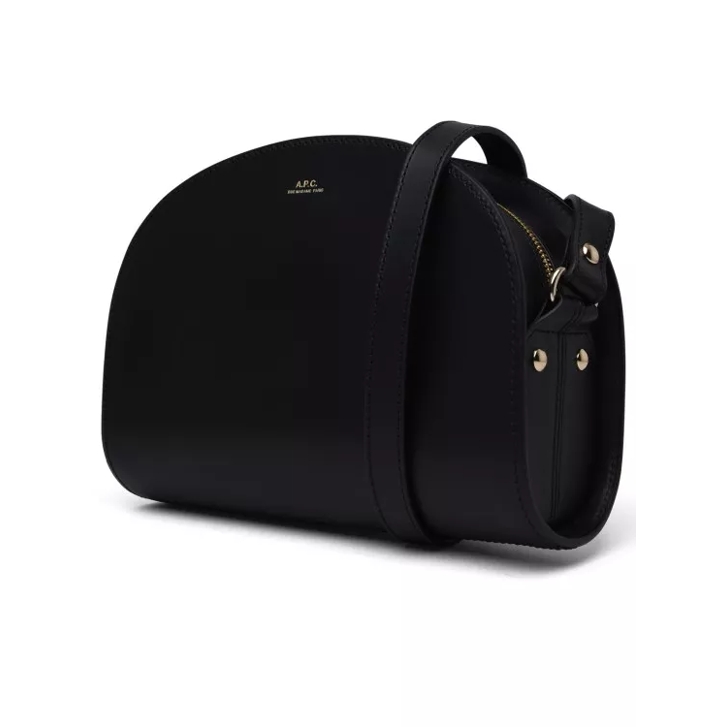 A.P.C. Black Leather Half Moon Bag Black Schultertasche