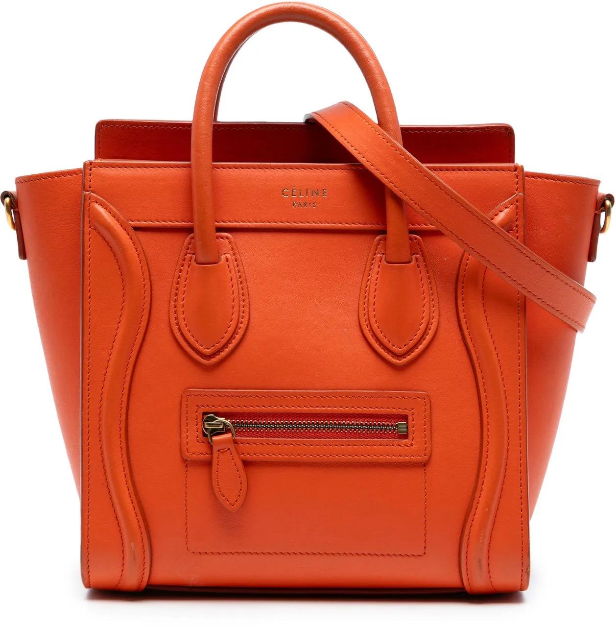 Celine Hobo Bags - Nano Leather Luggage Tote - Gr. unisize - in Orange - für Damen