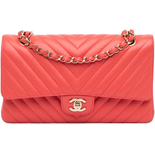 Chanel Sac à bandoulière 2019 Medium Classic Chevron Lambskin Double Flap rot