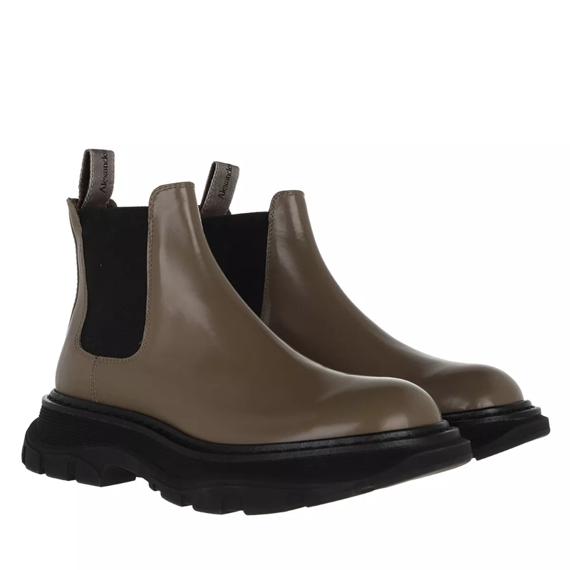 Alexander McQueen Chelsea Boots Bootie Smooth Leather Grau/Beige
