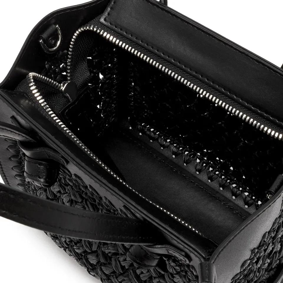 Gianni Chiarini Shoppers & Totes Marcella Raffia And Leather Crochet Handbag in zwart