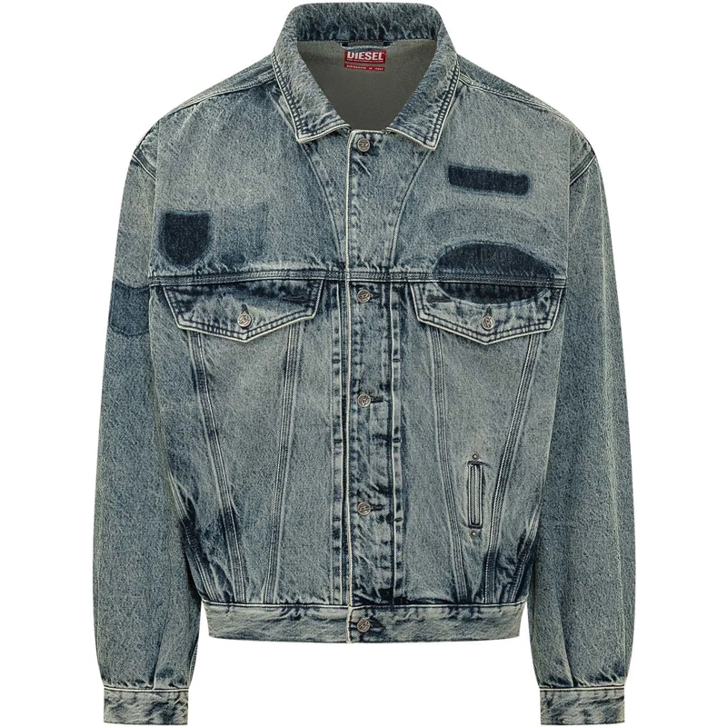 Diesel Veste en jean Giacca Effetto Denim con Patch blau