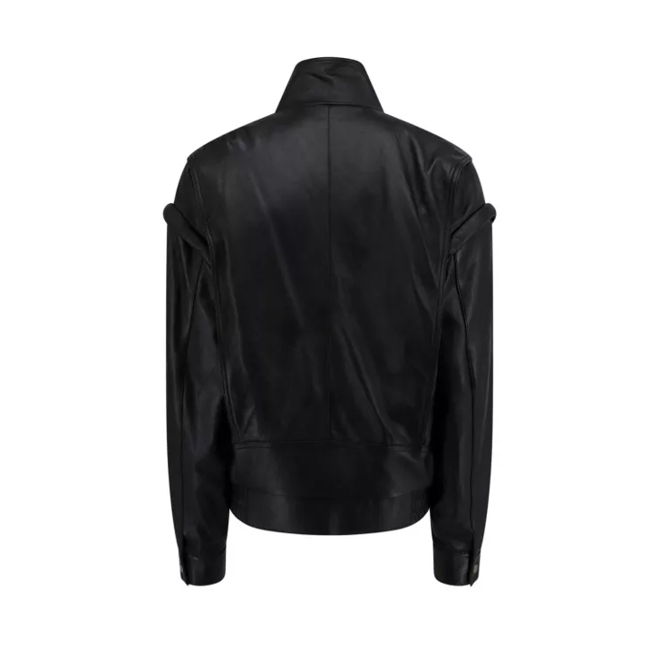 Leather jacket with deals removable sleeves